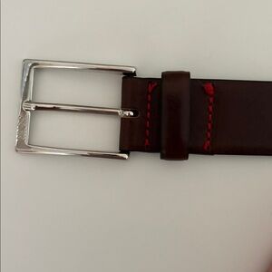 Hugo Boss Dark Brown Belt with Silver Buckle